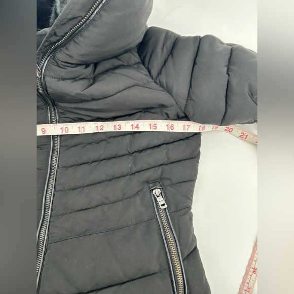 ZARA WOMEN BLACK WARM QUILTED PARKA JACKET Removable Fur Hidden Hood Small - Picture 15 of 16